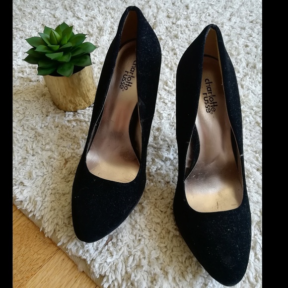Charlotte Russe Shoes - Charlotte Russe Black Velvet Heels